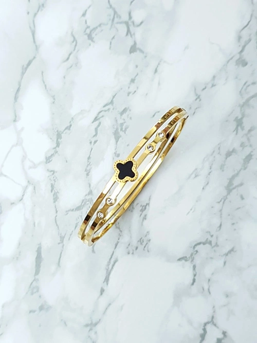 Damska Bransoleta Stalowa Z Czterema Cyrkoniami Złota Avior