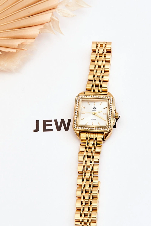 Damski Wodoodporny Zegarek Z Cyrkoniami GG Luxe Złoty