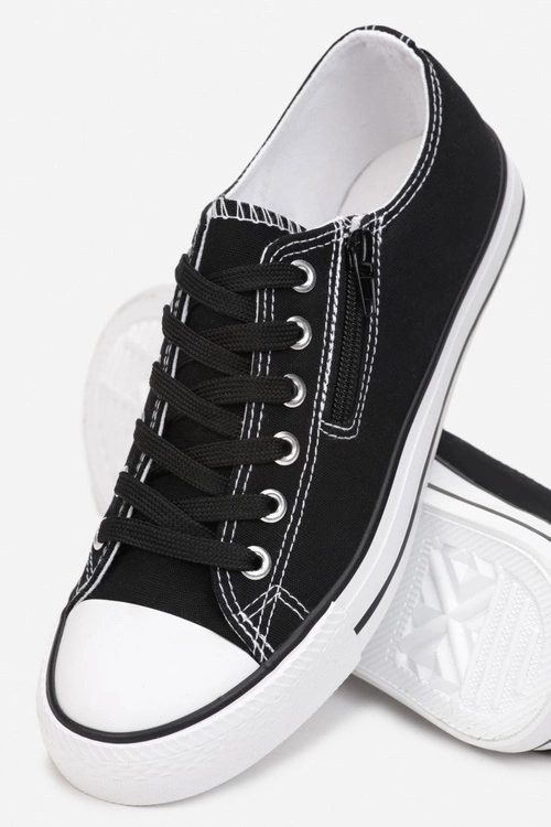 Damskie Trampki Z Suwakiem Czarne Malani