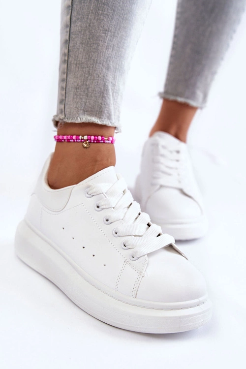 Damskie Buty Sportowe Na Platformie Białe Eliso