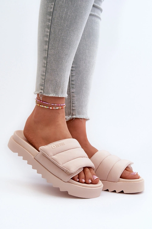 Damskie Klapki Na Platformie Big Star NN274773 Beżowe