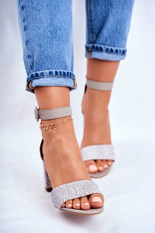 Damskie Sandały Maciejka Skórzane Szare 04235-03/00-5