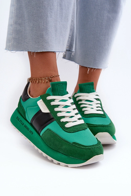 Sneakersy Damskie Na Platformie Big Star NN274501 Memory Foam System Zielone