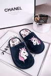 Dziecięce Klapki Papcie Z Jednorożcem Granatowe Unicorn