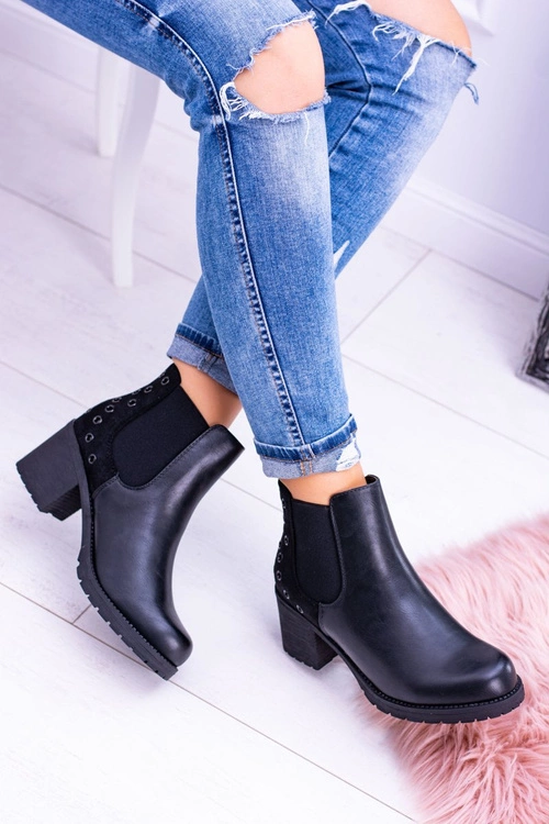 Sergio Leone Czarne Botki Na Słupku Megusto