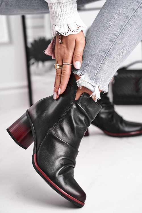 Botki Damskie Na Słupku Maciejka Czarne 04757-01