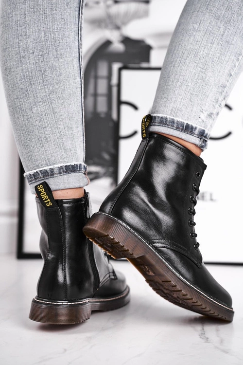 Botki Damskie Trapery Glany Czarne Marita