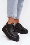 Skórzane Sneakersy Damskie Na Platformie Panterka Vinceza 89144 Czarne