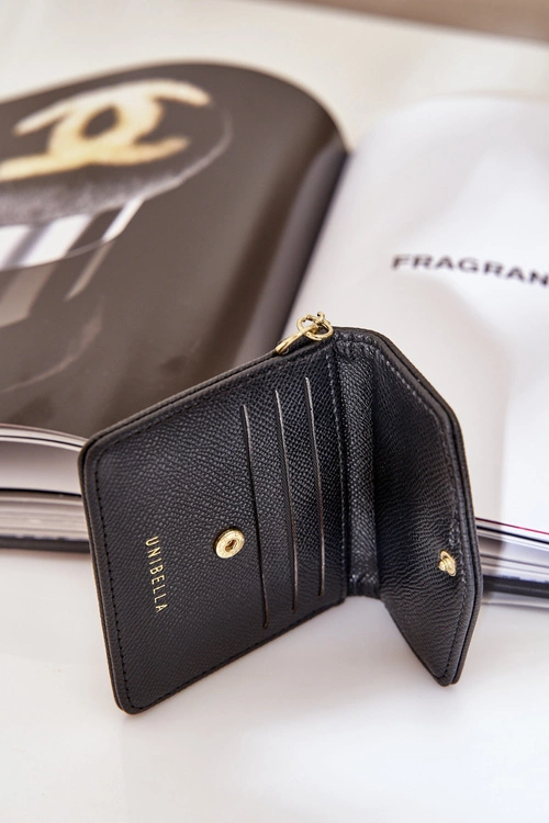 Etui Na Karty Ze Złotym Brelokiem Eko Skóra Czarny Iritinme