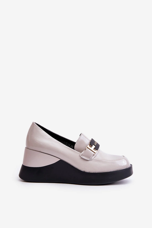 Lakierowane Mokasyny Na Koturnie Vinceza 58337 Szare