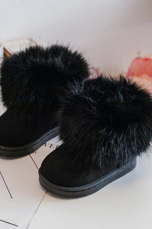 Dziecięce Ocieplane Botki Śniegowce Z Futerkiem Czarne Nohie