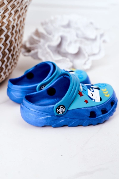 Dziecięce Piankowe Klapki Kroksy Z Samochodem Niebieskie