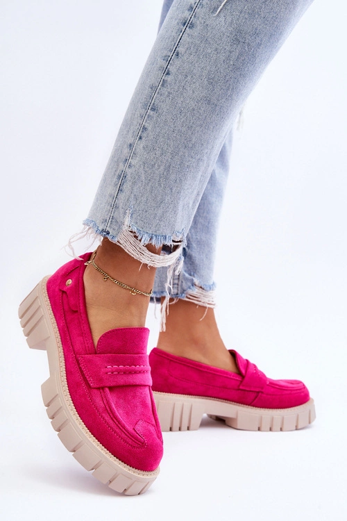 Damskie Zamszowe Wsuwane Półbuty Fuksja Fiorell