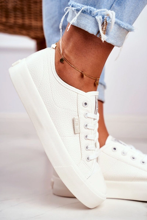 Skórzane Trampki Damskie Big Star Białe GG274098