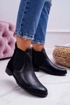 Botki Damskie Skórzane Sztyblety Maciejka Czarne 04359