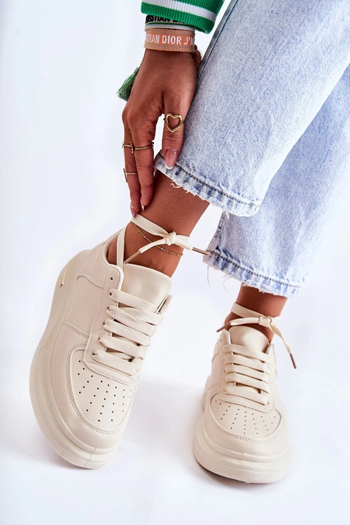 Klasyczne Skórzane Buty Sportowe Beżowe Jennys