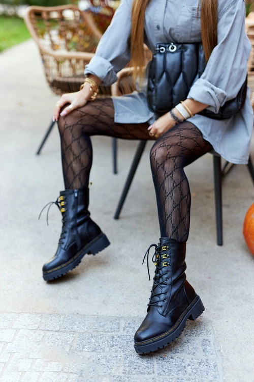 Wysokie Skórzane Workery Czarne Rockdale