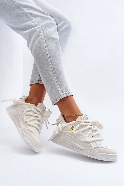 Damskie Sneakersy Z Grubym Sznurowaniem Białe Miatora