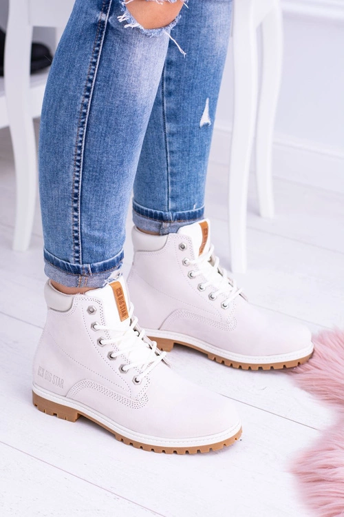 Big Star Botki Damskie Białe Timberki Traperki Timon