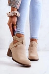 Skórzane Botki Z Wycięciem Na Słupku Beżowe Lemar Axelle