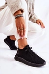 Damskie Sportowe Buty Sneakersy Materiałowe Czarne Storia