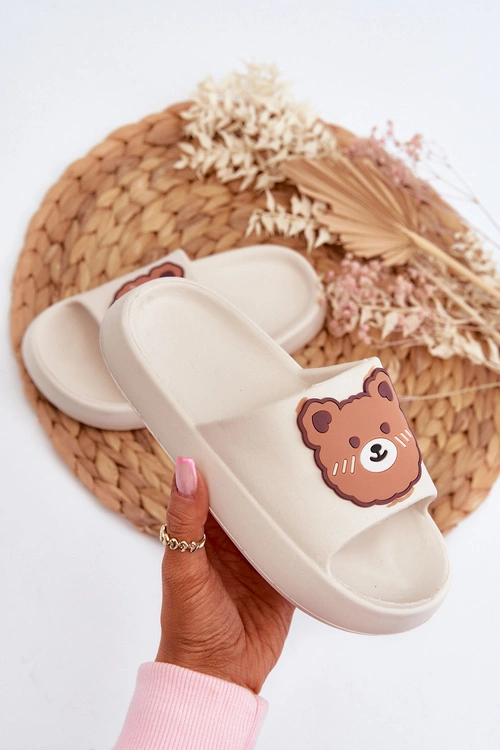 Dziecięce Lekkie Klapki Z Misiem Białe Lindeheta