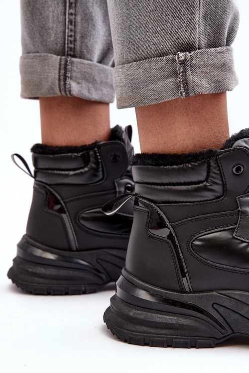 Ocieplane Buty Sportowe Damskie Sznurowane Czarne Dejana