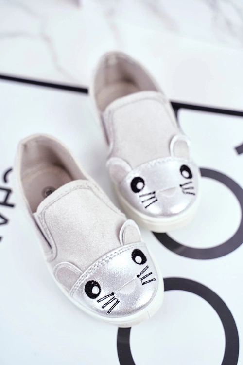 Trampki Dziecięce Wsuwane Z Myszką Jasno Szare Candys