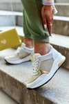Modne Buty Sportowe Damskie Sneakersy Biało-Złote Danielle