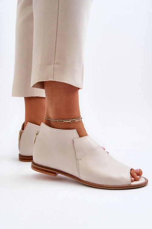 Damskie Skórzane Sandały Laura Messi 2443 Białe