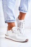 Damskie Skórzane Sportowe Buty Sneakersy Białe Horessa
