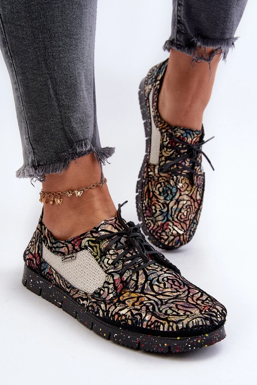 Wzorzyste Półbuty Damskie Maciejka 06347-01 Czarne