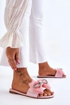 Damskie Klapki Z Kokardą I Cyrkoniami Różowe Jolene