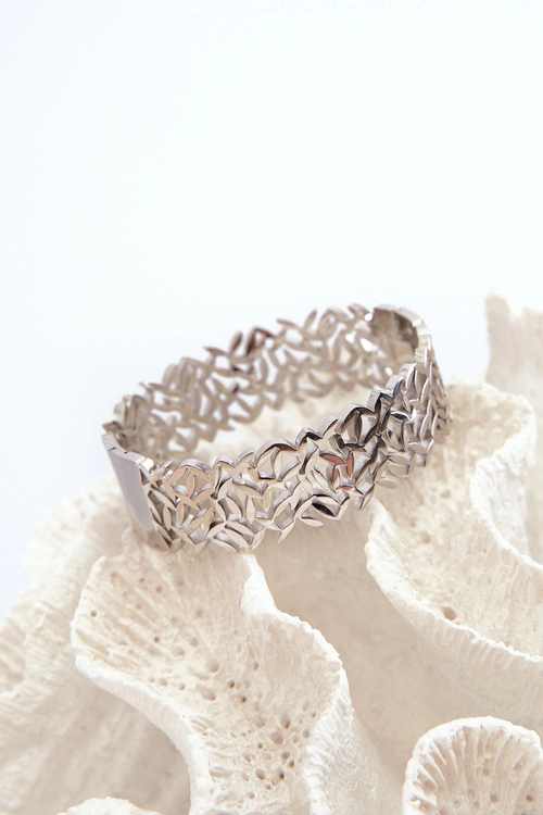 Bransoleta Damska Ze Stali Nierdzewnej Srebrna