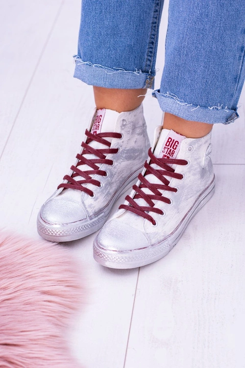 Big Star Wysokie Białe Posrebrzane Tenisówki Trampki BB274016