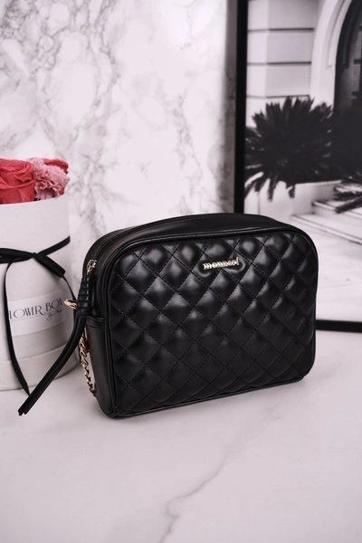 Torebka Listonoszka MONNARI BAG0200-M20 Pikowana Czarna Błyszcząca