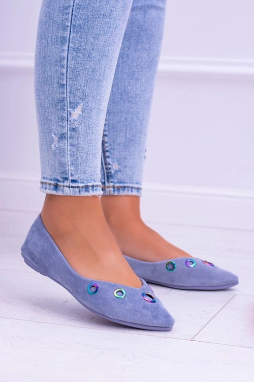 Lu Boo Niebieskie Baleriny W Szpic Benzynowe Oczka Octavia
