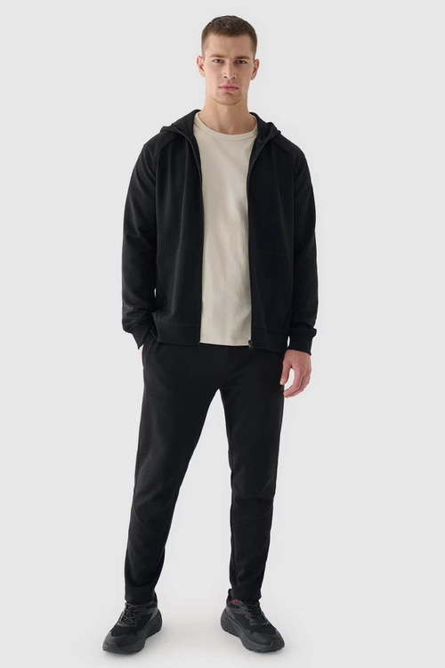 Męska Bluzka Z Kapturem Rozpinana 4F 4FWAW24TSWSM1256-20S Czarna