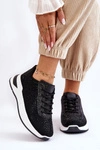 Damskie Sneakersy Z Cyrkoniami Czarne Raiden