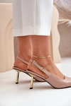 Lakierowane Szpilki Z Odkrytą Piętą Beżowe Filona