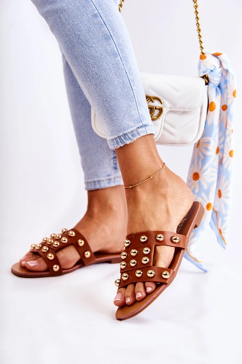 Damskie Klasyczne Klapki Z Ozdobami Brązowe Scotlyn