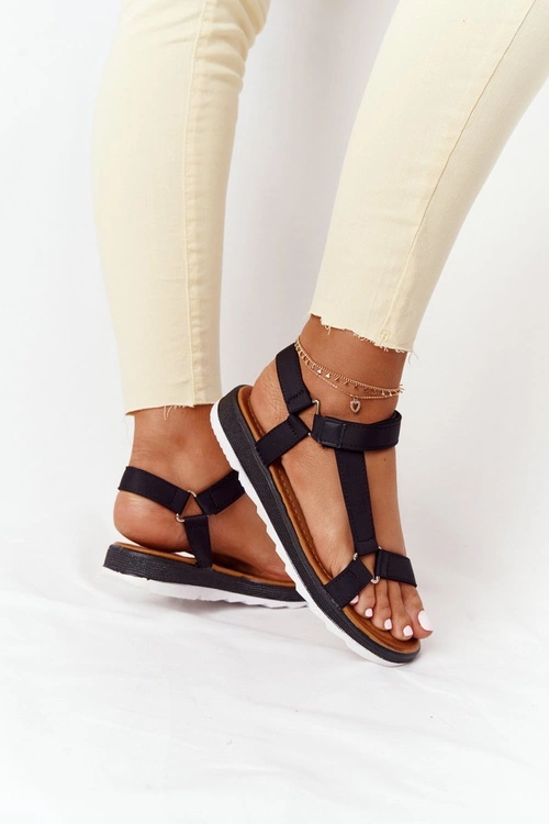 Damskie Sandały Na Gumowej Podeszwie Czarne Stranger