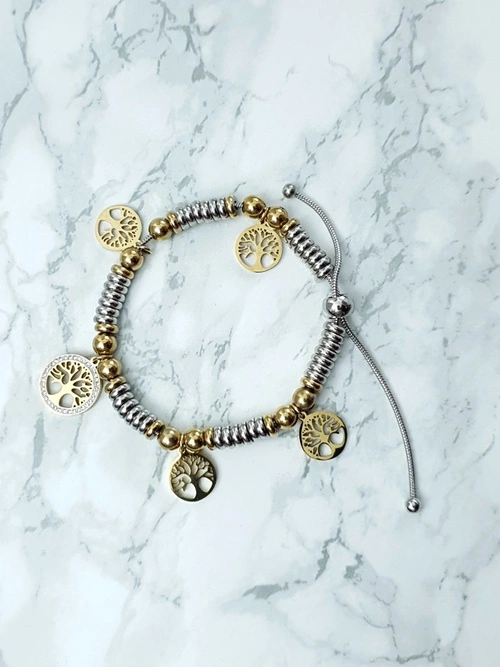 Damska Bransoleta Z Zawieszkami Drzewo Życia Charms