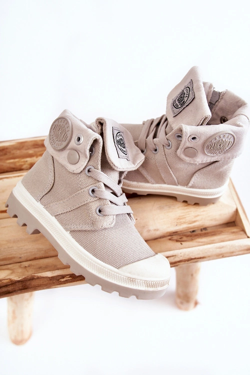 Wysokie Dziecięce Trampki Wiązane Szare Tobby