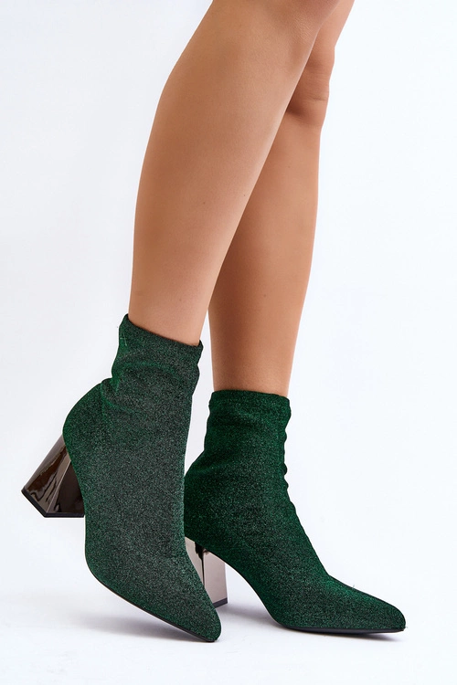 Błyszczące Botki Na Słupku Zielone Sognota