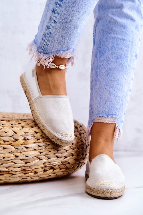 Damskie Klasyczne Espadryle Big Star JJ274951 Biało-Szare