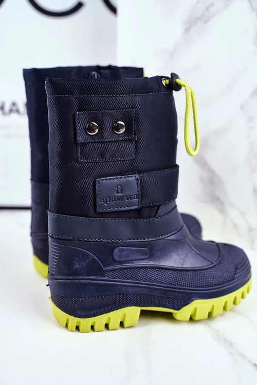 Dziecięce Śniegowce Ocieplone Futerkiem Granatowe Hot Winter