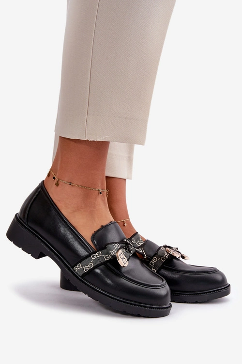 Damskie Mokasyny Z Kokardą S.Barski HY42-331 Czarne