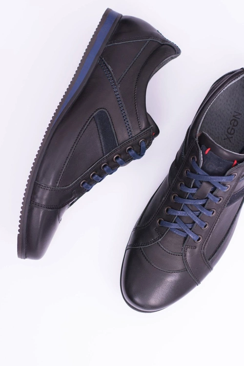 Skórzane Męskie Sportowe Półbuty Sferis Czarne