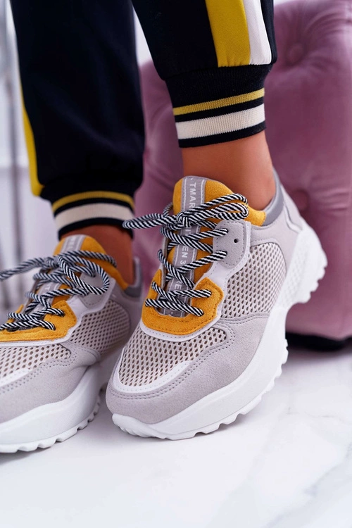 Sportowe Damskie Buty Wysoka Podeszwa Żółte Chillout